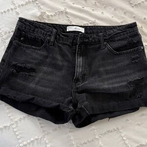 KanCan Charcoal Distressed Jean Shorts